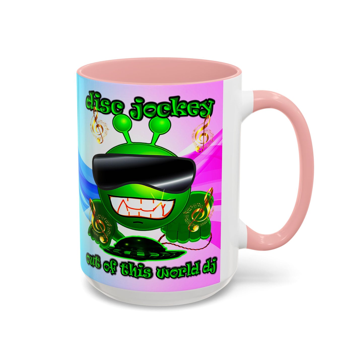 disc jockey - Accent Mug (light blue-pink wave)