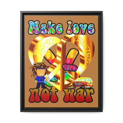 love peace - framed canvas art (light brown)