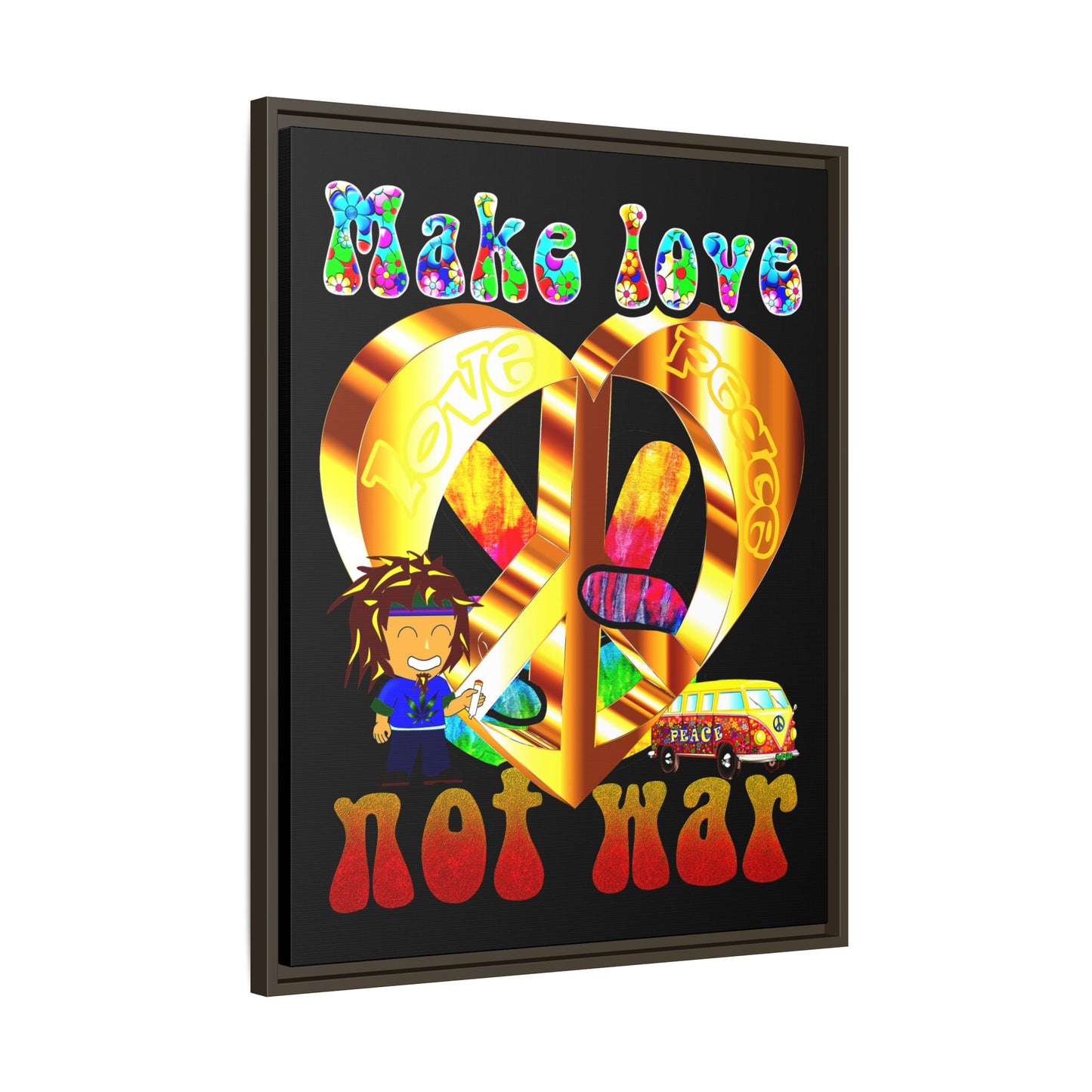 love peace - framed canvas art (black)