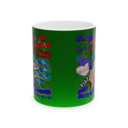 drop the beat - White Mug (logo green)