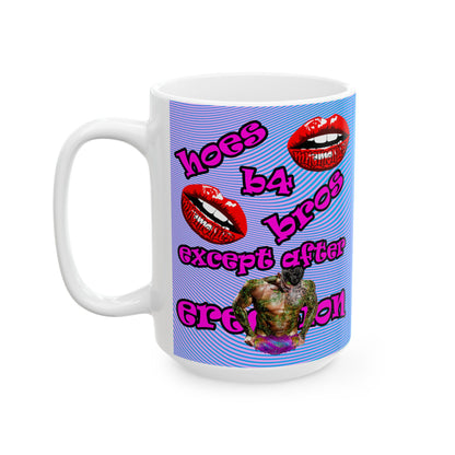 hoes b4 bros - White Mug (light blue-purple wave)