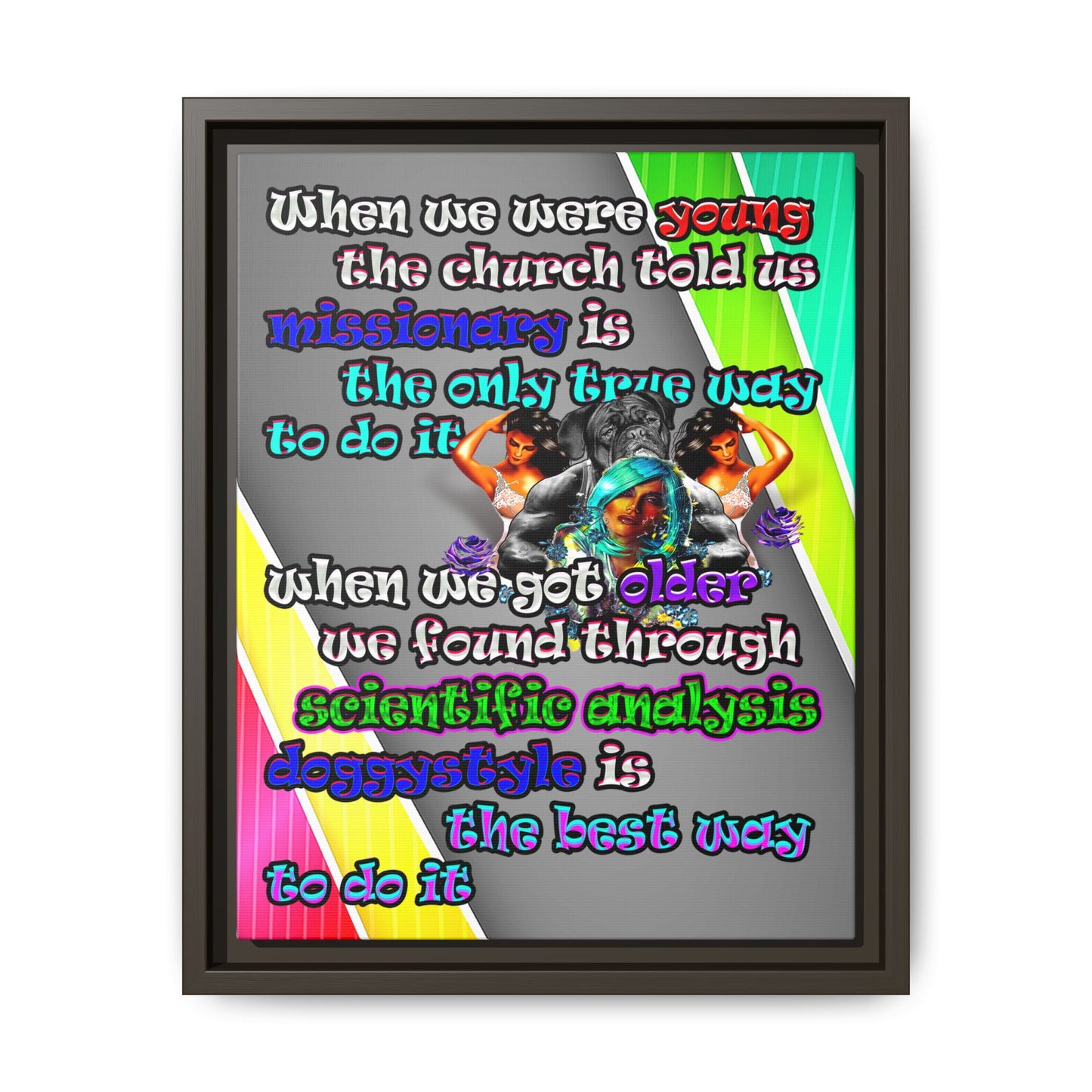 doggystyle - framed canvas art (rainbow split)