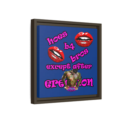 hoes b4 bros - framed canvas art (dark blue)