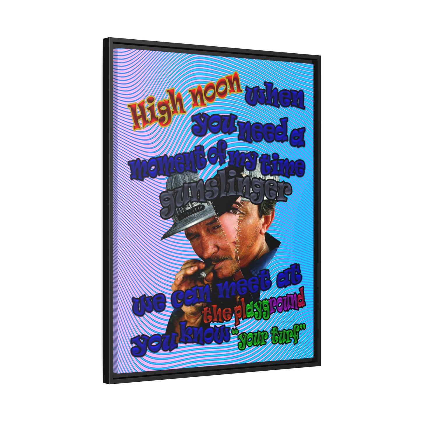 high noon - framed canvas art (light blue-purple wave)