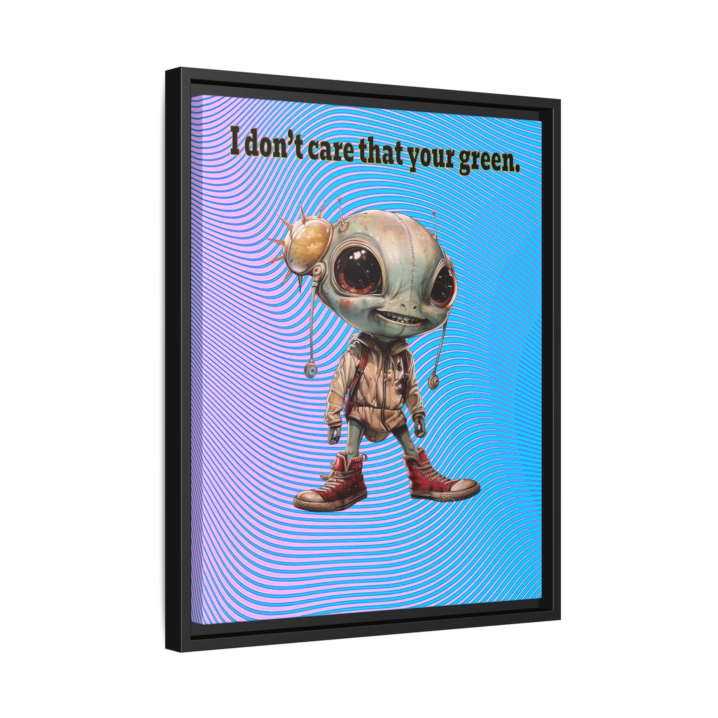 I don't care that your green - framed canvas art (light blue-purple wave)