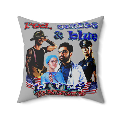 rw&b lives matter - Spun Polyester Square Pillow - (light grey)