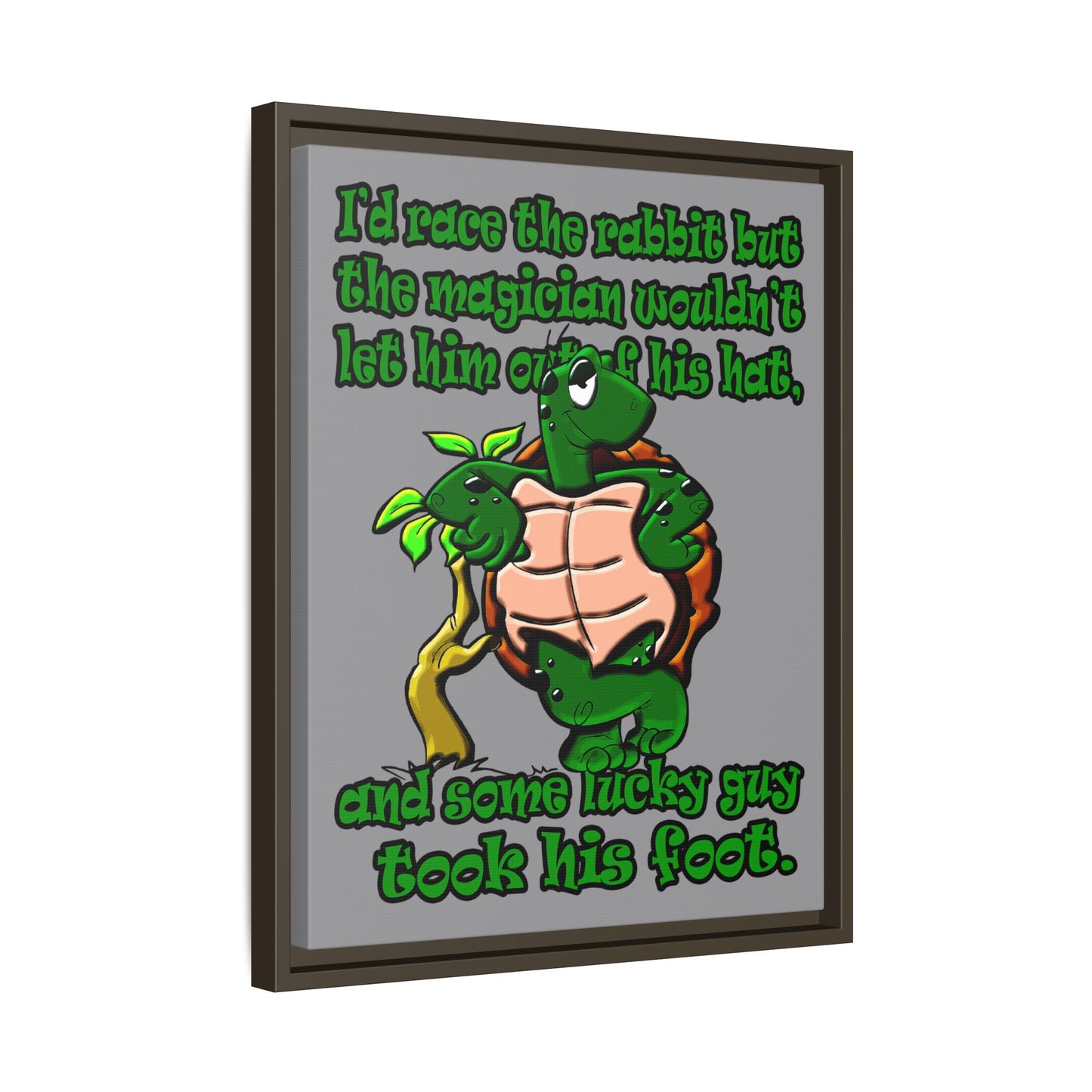 turtle race - framed canvas art (grey)