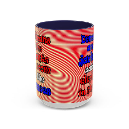 donkeys and elephants - Accent Mug (yellow-orange wave)
