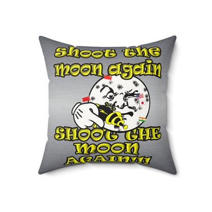 shoot the moon again - Faux Suede Square Pillow - (brushed nickel)