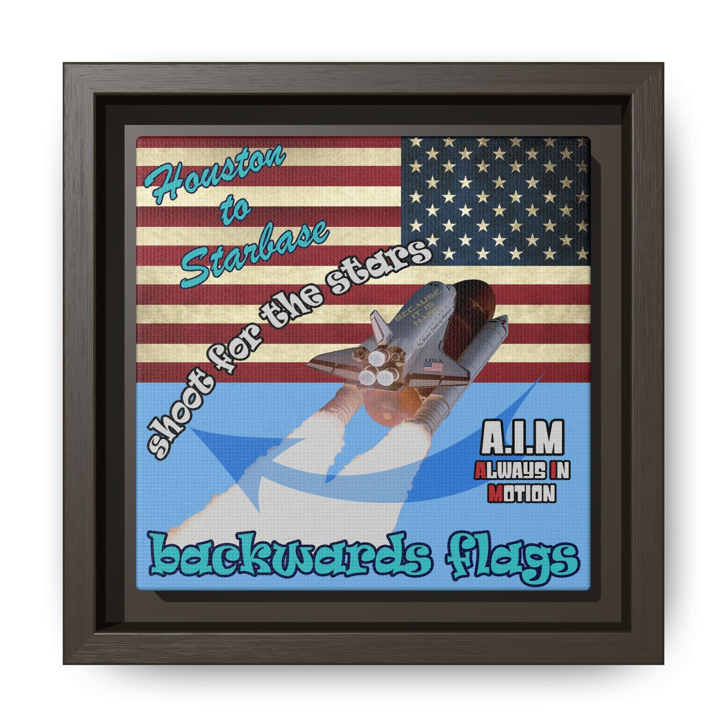 shoot for the stars - framed canvas art (light blue)