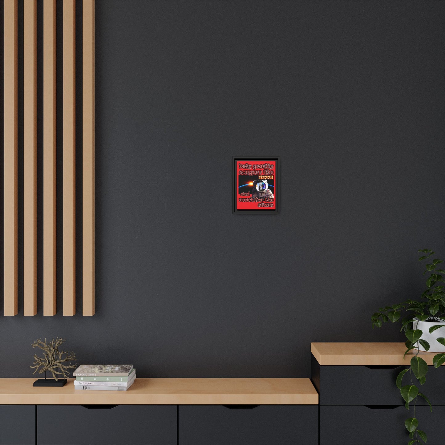 defy conquer reach - framed canvas art (red)