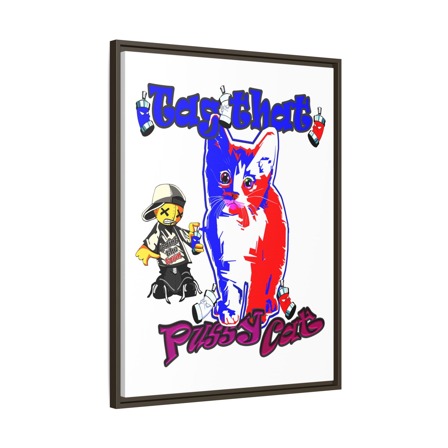 tag that - framed canvas art (white)