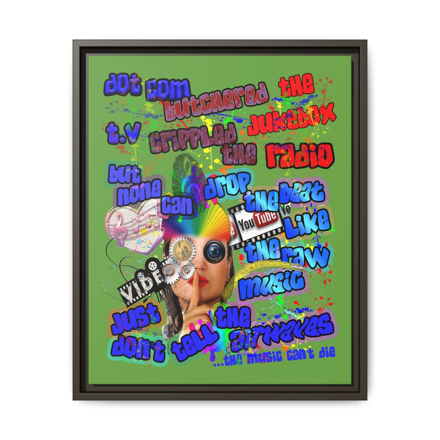 drop the beat - framed canvas art (green)