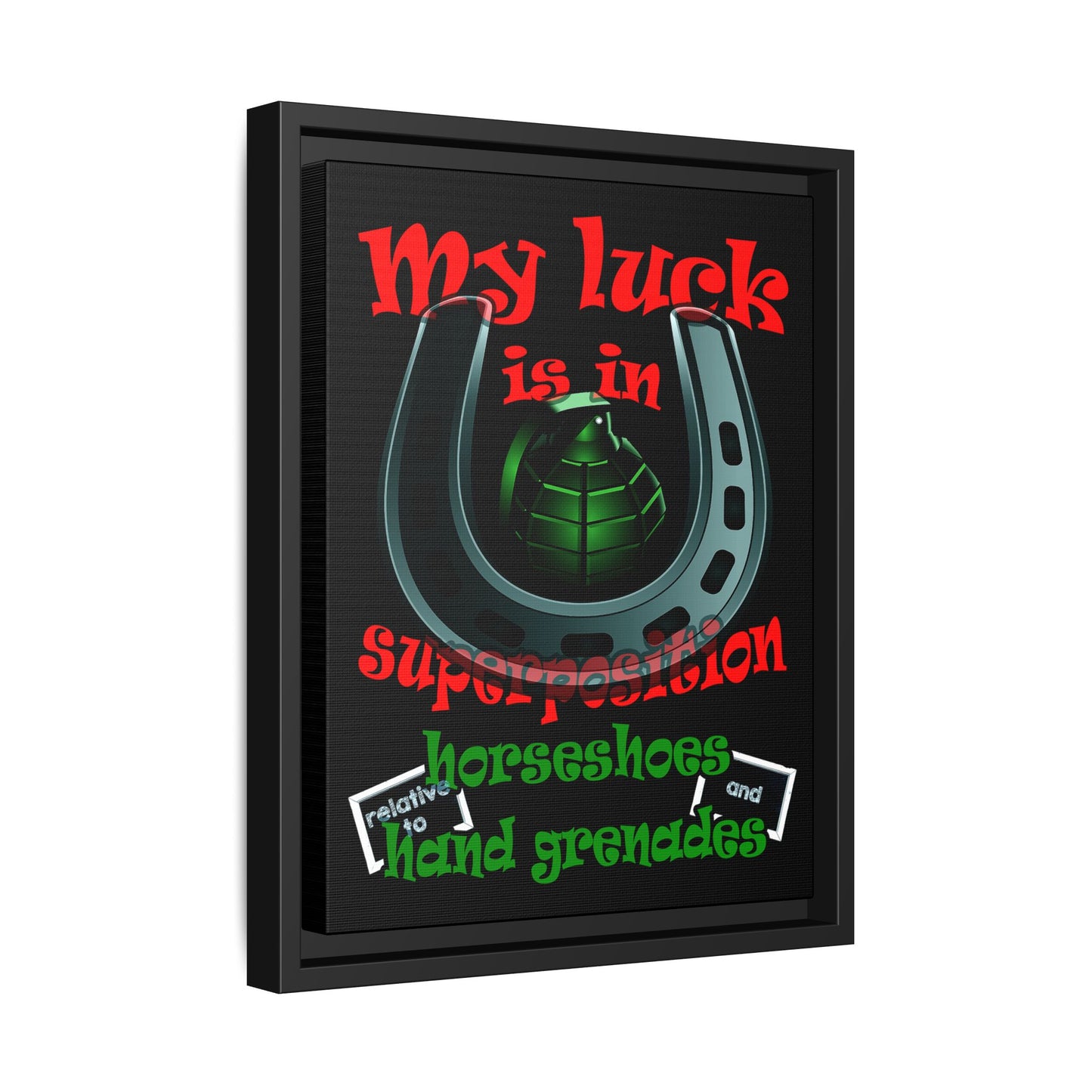 my luck - framed canvas art (black)