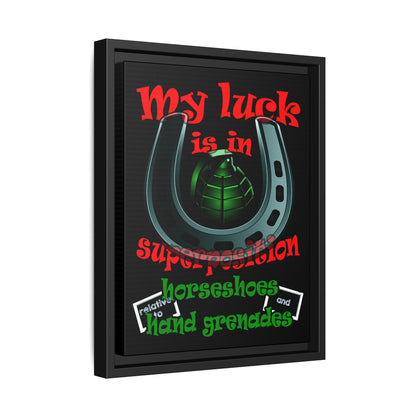 my luck - framed canvas art (black)