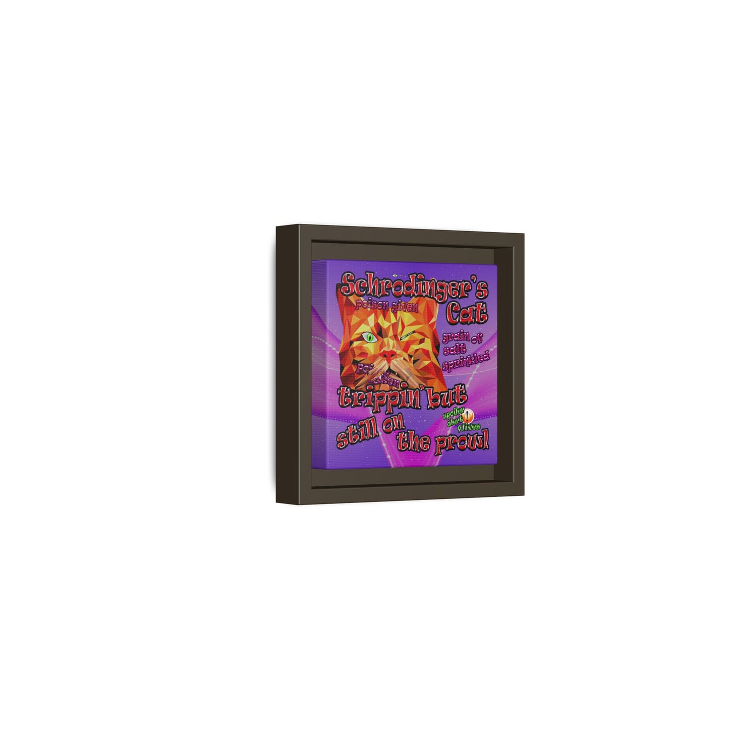 schrodinger's cat - framed canvas art (purple-pink wave)