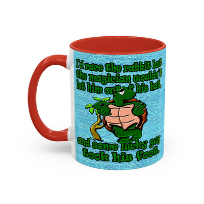 turtle race - Accent Mug (faded dark blue)
