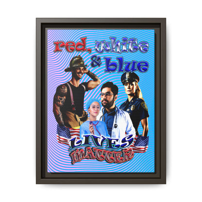 rw&b lives matter - framed canvas art (light blue-purple wave)