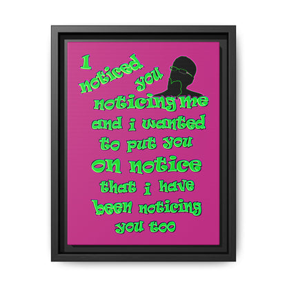 noticed you noticing - framed canvas art (pink)