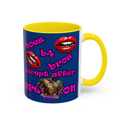 hoes b4 bros - Accent Mug (dark blue)