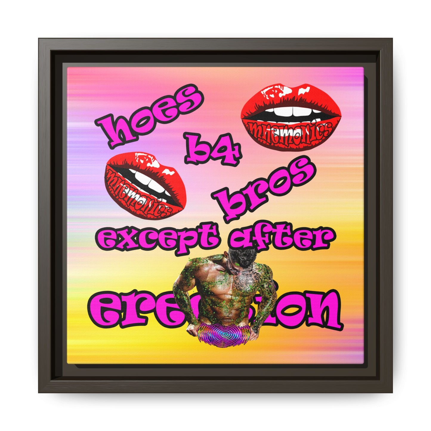 hoes b4 bros - framed canvas art (color blur)