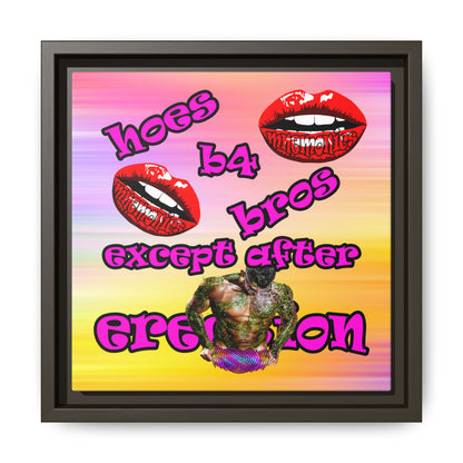 hoes b4 bros - framed canvas art (color blur)