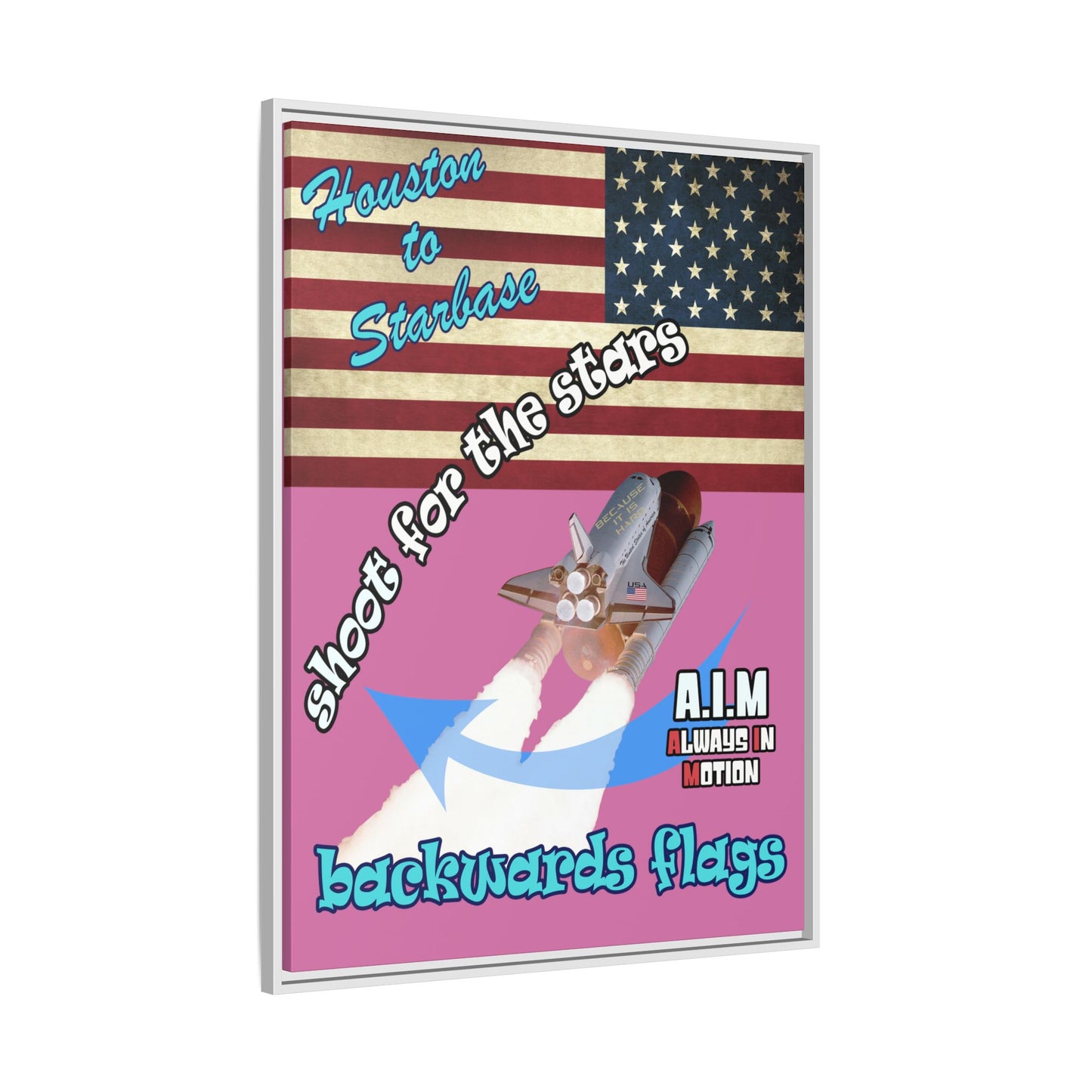 shoot for the stars - framed canvas art (light pink)