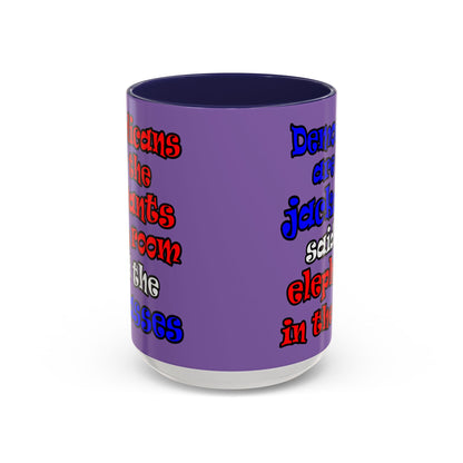 donkeys and elephants - Accent Mug (light purple)