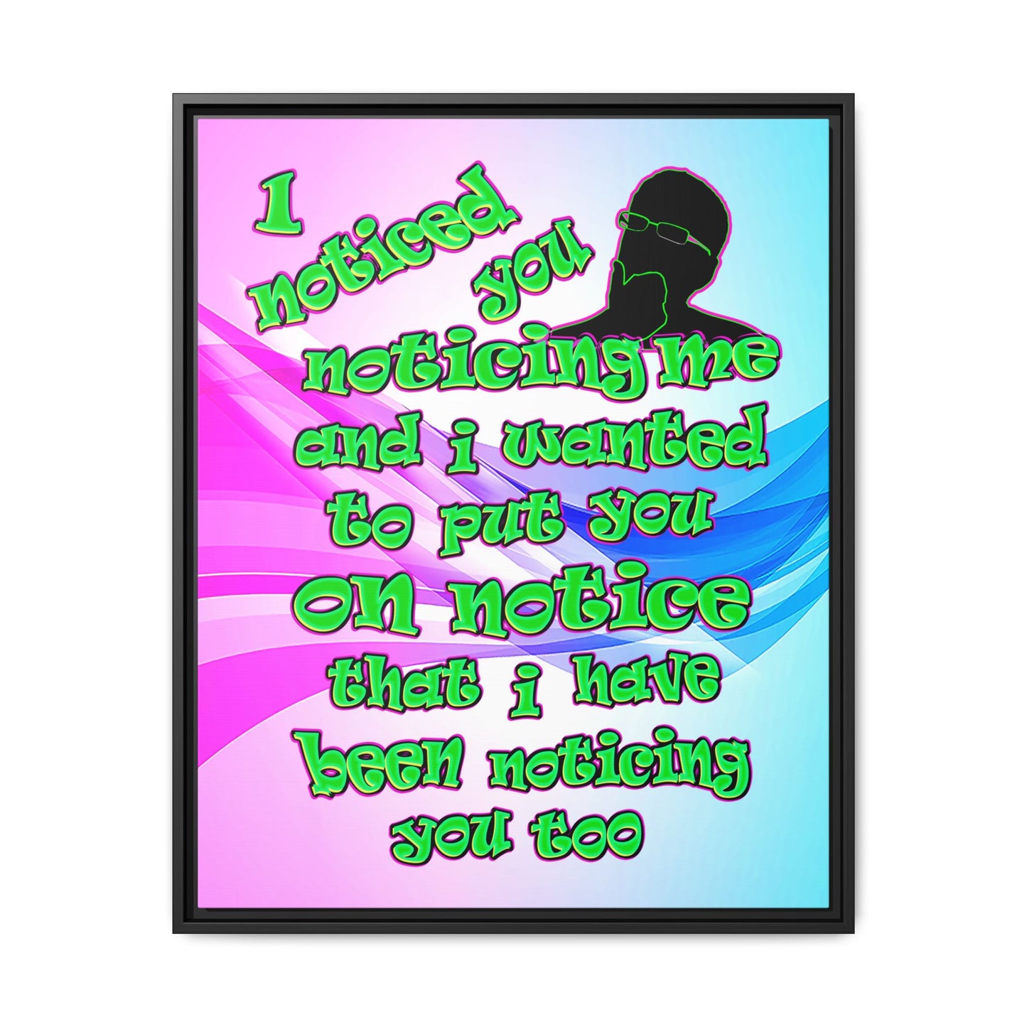 noticed you noticing - framed canvas art (light blue-pink wave)