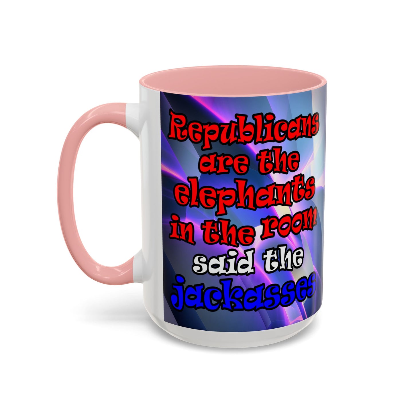 donkeys and elephants - Accent Mug (grey-pink wave)