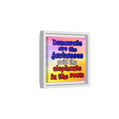 donkeys and elephants - framed canvas art (color blur)