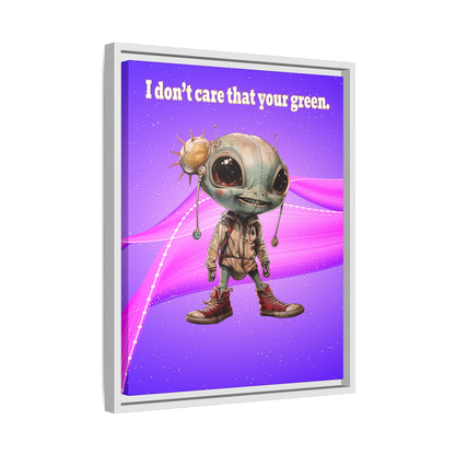 I don't care that your green - framed canvas art (purple-pink wave)