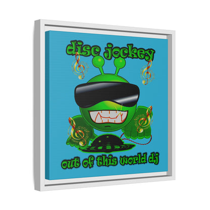 disc jockey - framed canvas art (turquoise)