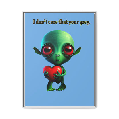 I don't care that your grey - framed canvas art (light blue)
