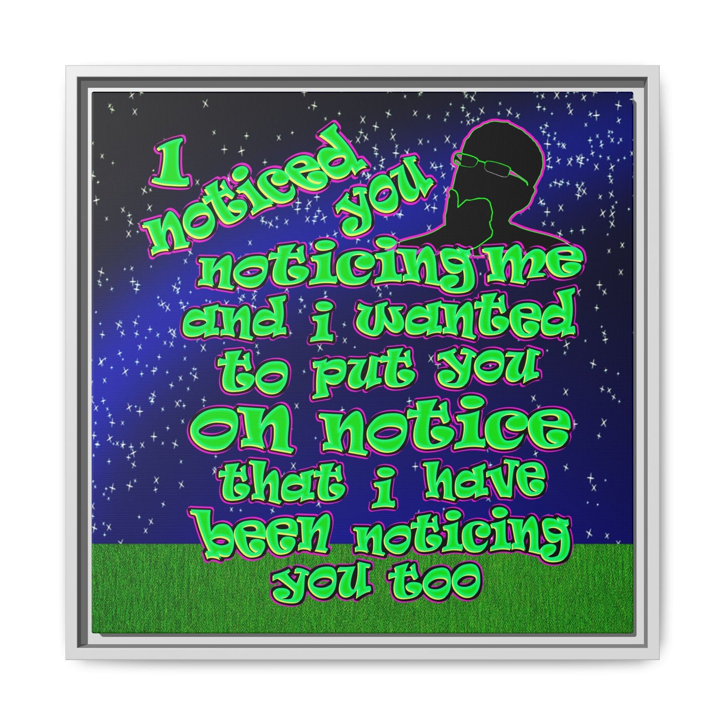 noticed you noticing - framed canvas art ('snoops' background)