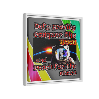 defy conquer reach - framed canvas art (rainbow split)