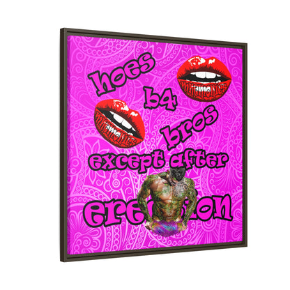 hoes b4 bros - framed canvas art (pink swirl)