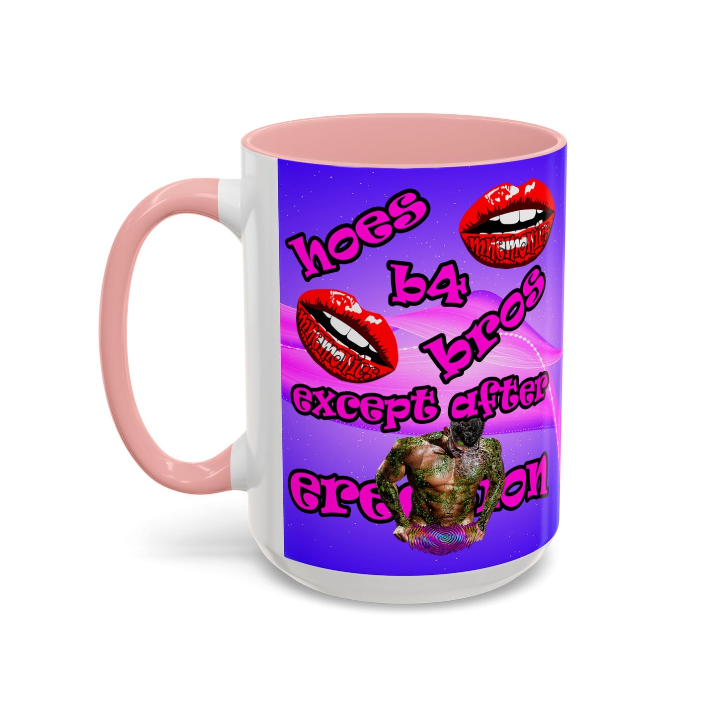 hoes b4 bros - Accent Mug (purple-pink wave)