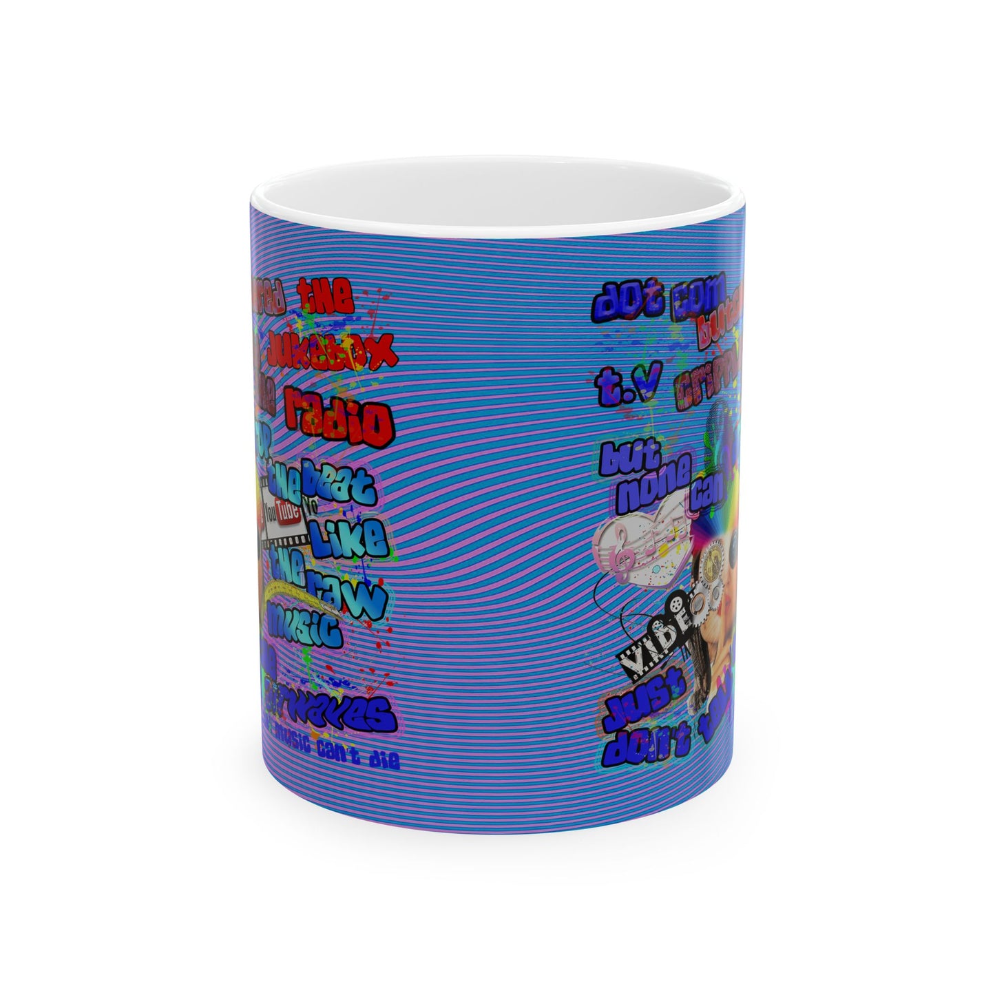 drop the beat - White Mug (light blue-purple wave)