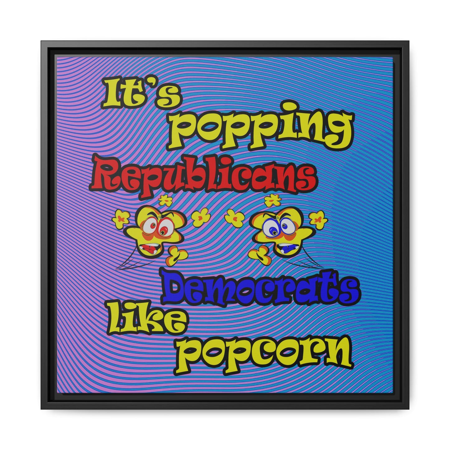 popping like popcorn - framed canvas art (light blue-purple wave)