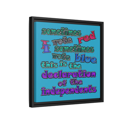 declaration of the independents - framed canvas art (turquoise)