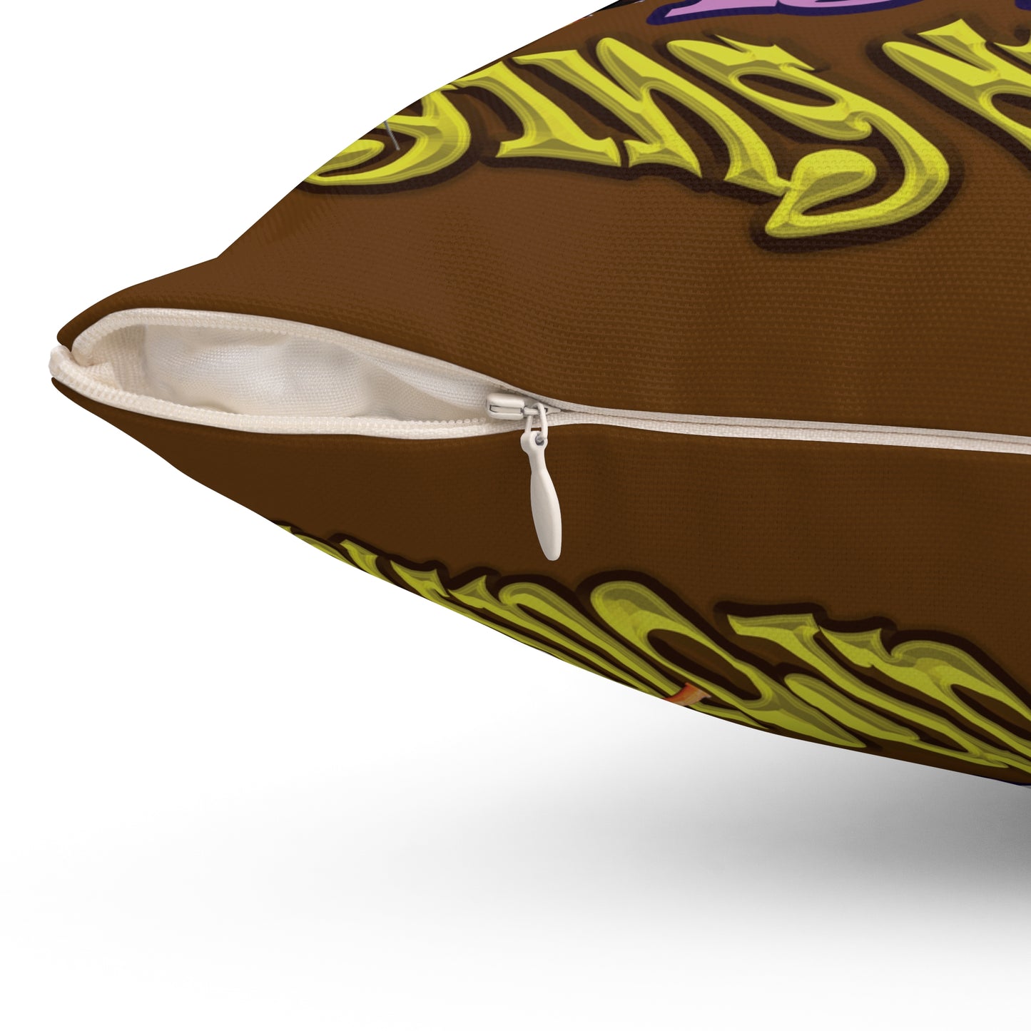 the bum's shit - Spun Polyester Square Pillow - (brown)
