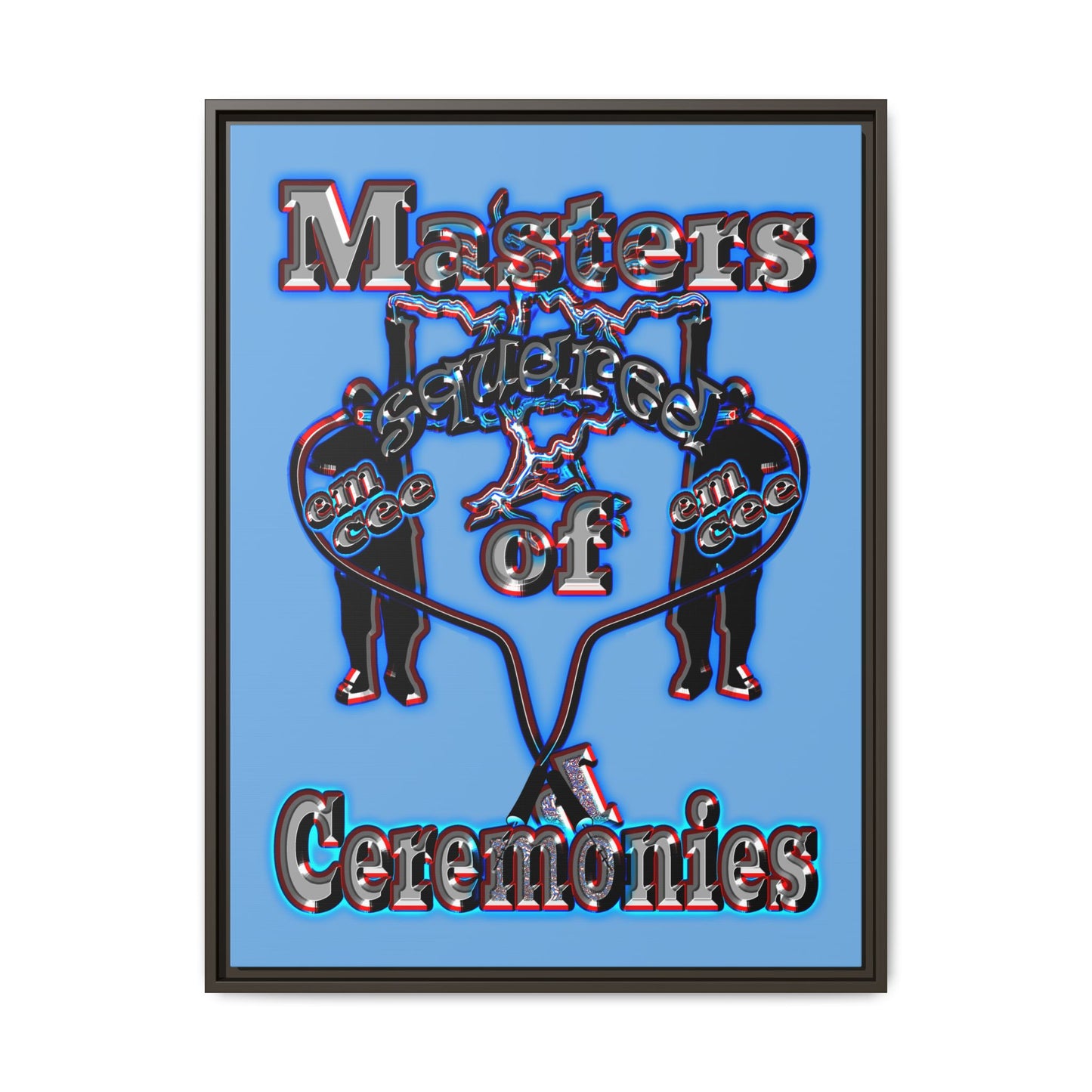 em cee squared - framed canvas art (light blue)