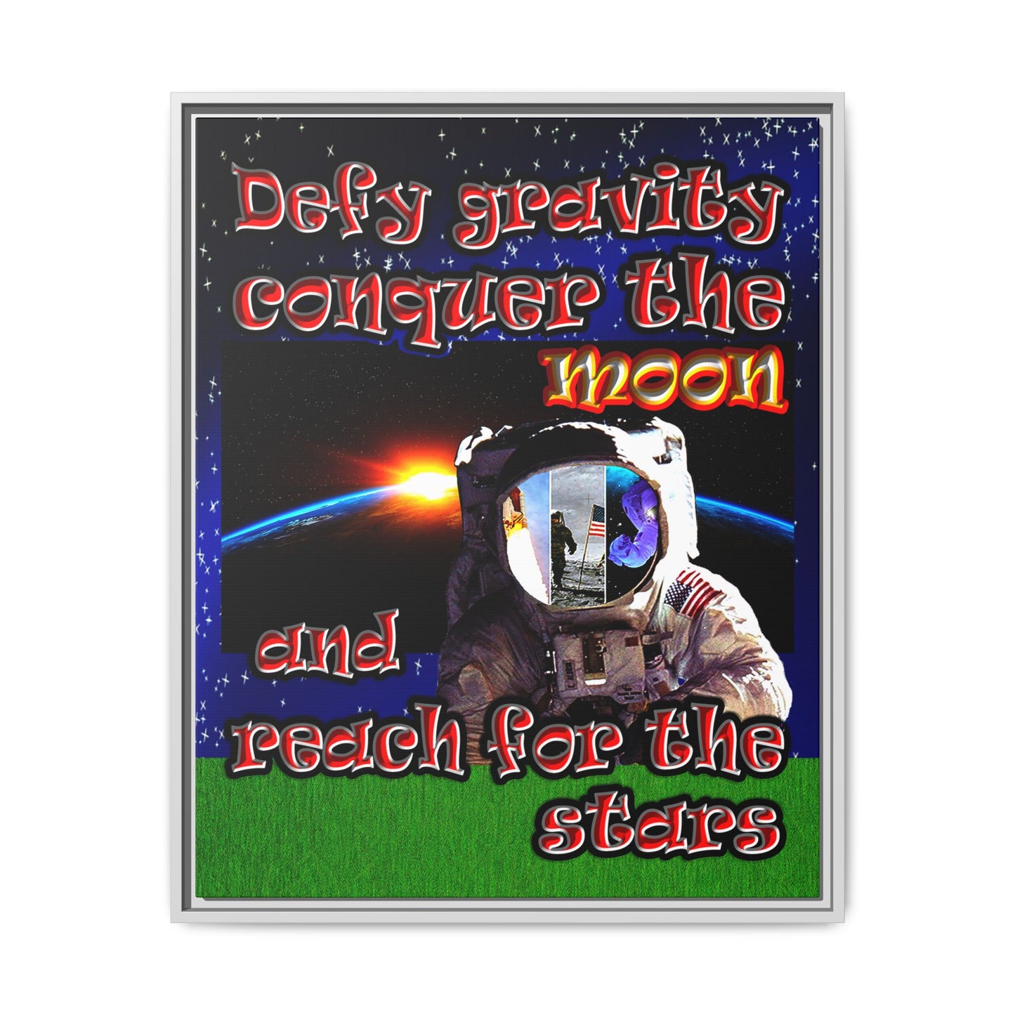 defy conquer reach - framed canvas art ('snoops' background)