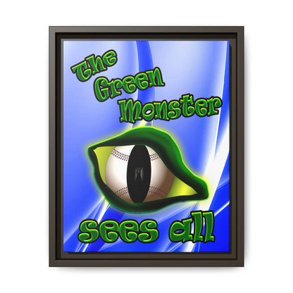green monster - framed canvas art (blue-white wave)