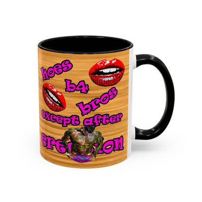 hoes b4 bros - Accent Mug (butterscotch wood finish)