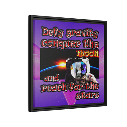 defy conquer reach - framed canvas art (purple-pink wave)
