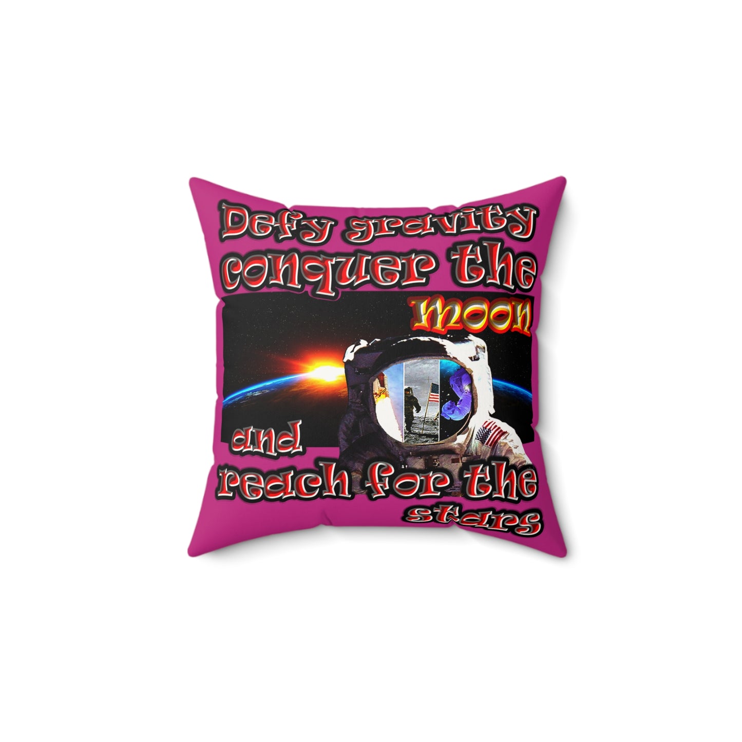 defy conquer reach - Faux Suede Square Pillow - (pink)