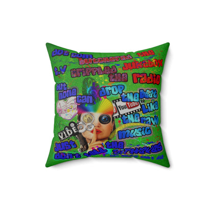 drop the beat - Faux Suede Square Pillow - (green turf)