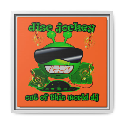 disc jockey - framed canvas art (orange)